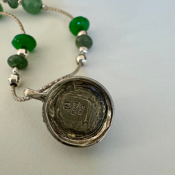 Vintage 925 silver green Necklace - Picture 5 of 6